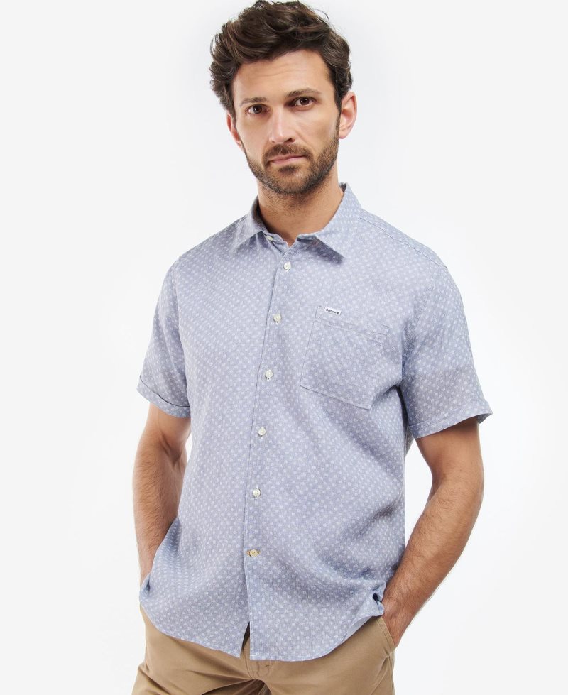 Navy Barbour Spot Summer Fit Shirt | LAU-302476