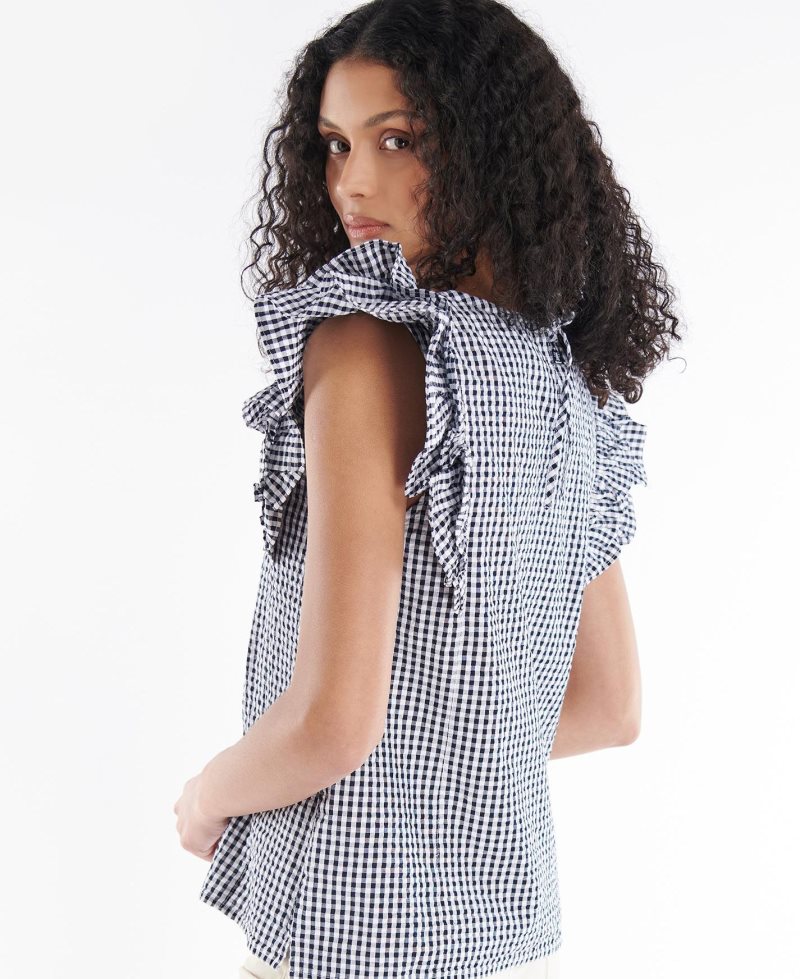 Navy Check Barbour Marigold Top | FNG-967085