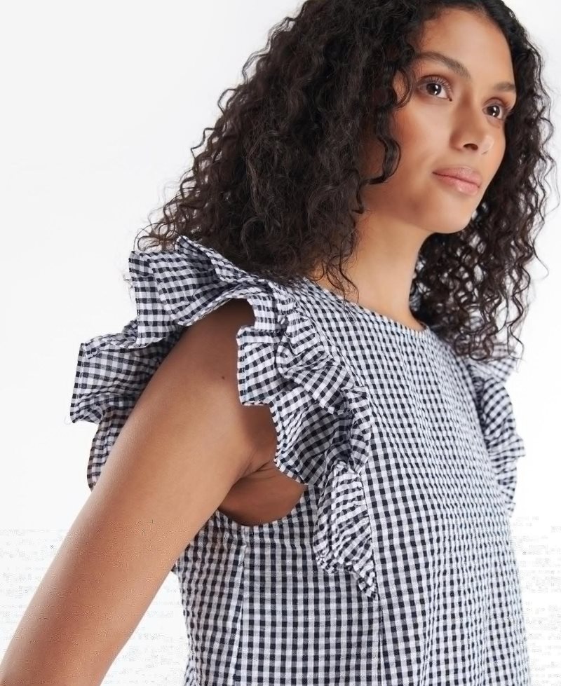 Navy Check Barbour Marigold Top | FNG-967085