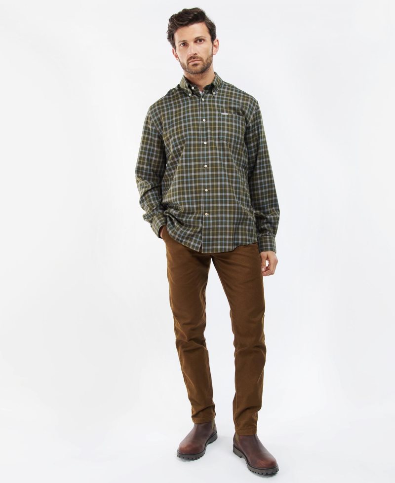 Olive Barbour Coll Thermo Shirt | EUD-032769