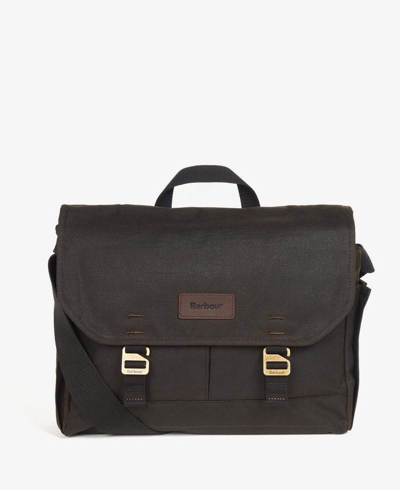 Olive Barbour Essential Wax Messenger | NHE-568901