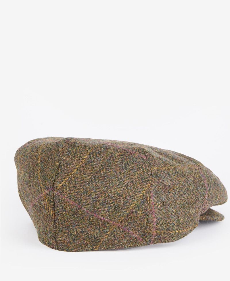 Olive Blue Red Barbour Cairn Flat Cap | WUH-259673