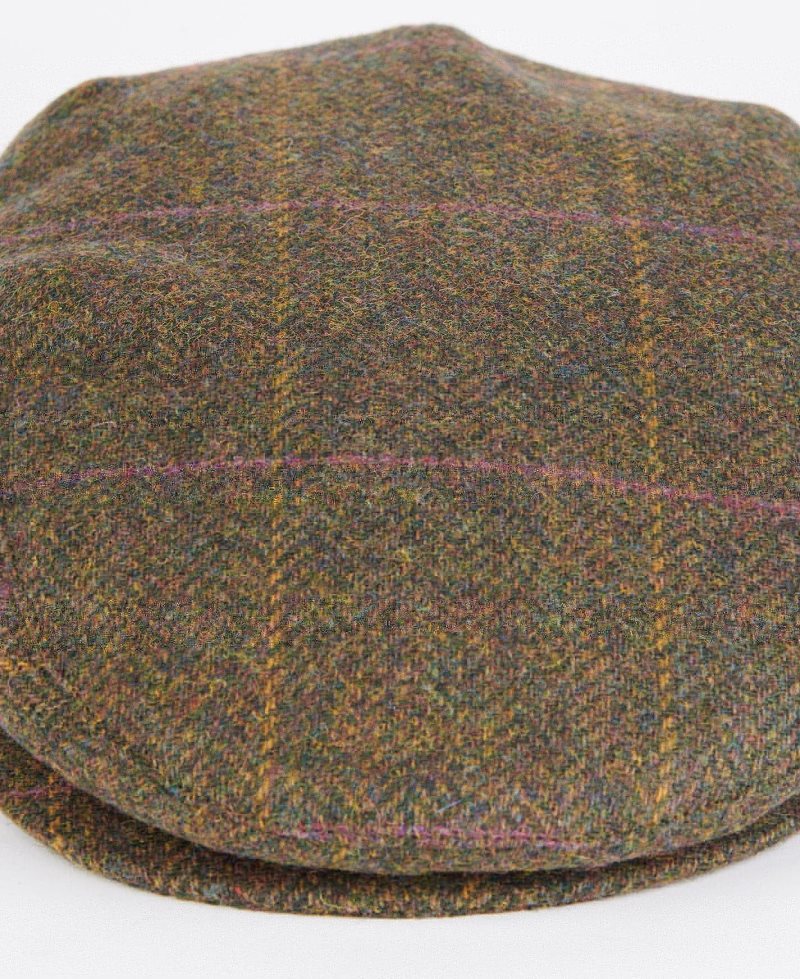 Olive Blue Red Barbour Cairn Flat Cap | WUH-259673