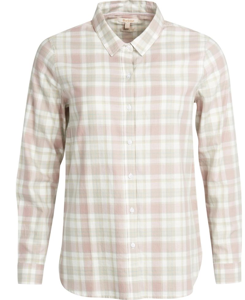 Pastel Pink Check Barbour Newbury Shirt | WQA-691578