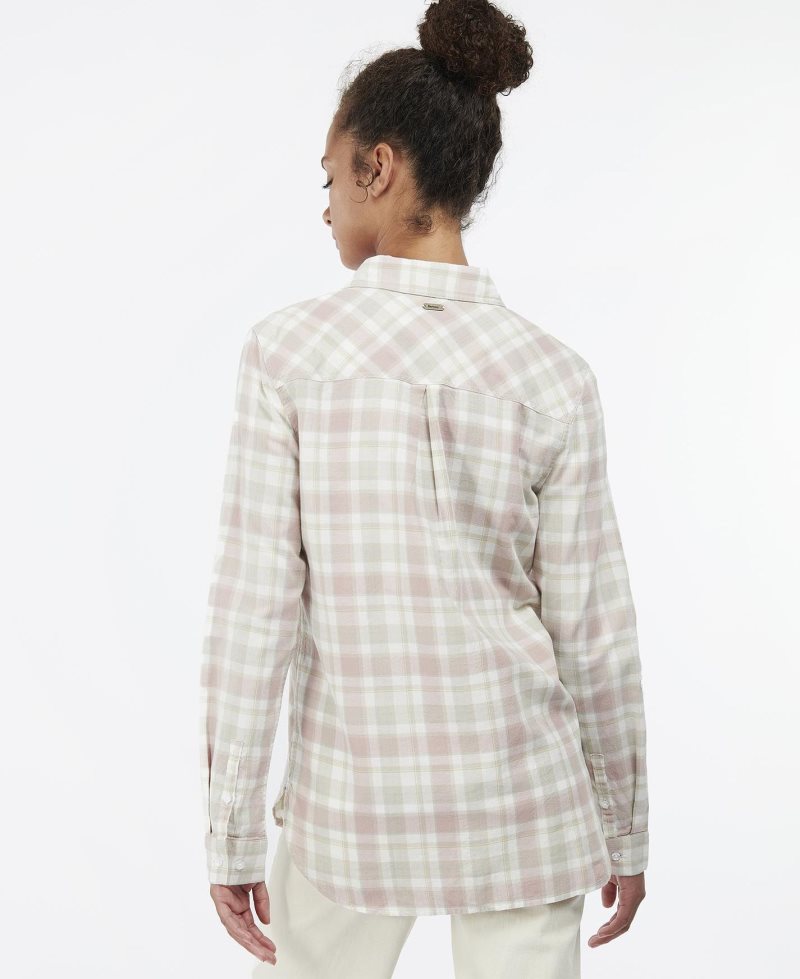 Pastel Pink Check Barbour Newbury Shirt | WQA-691578