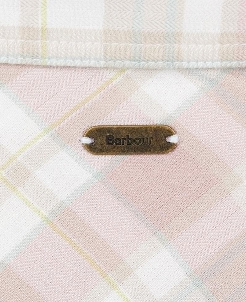 Pastel Pink Check Barbour Newbury Shirt | WQA-691578