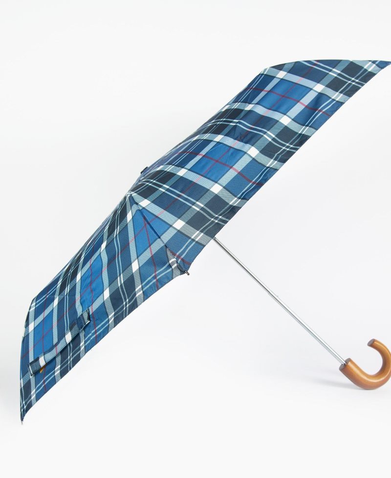 Summer Navy Barbour Tartan Mini Umbrella | RVH-210384