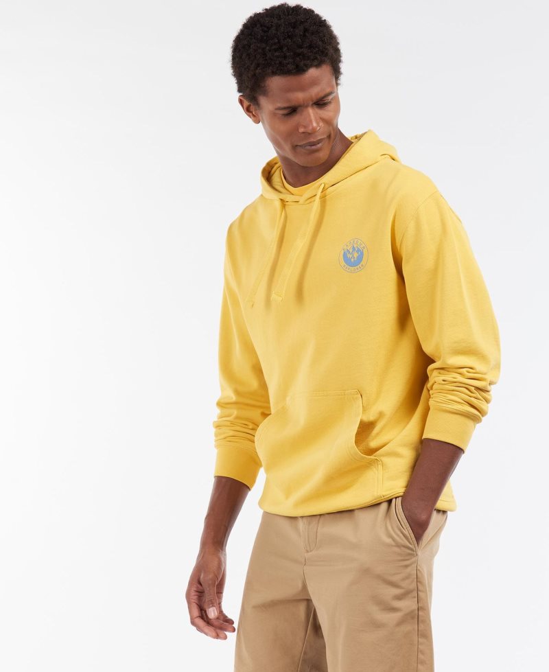 Sunbleached Yellow Barbour Explorer Hoodie | IAS-109647