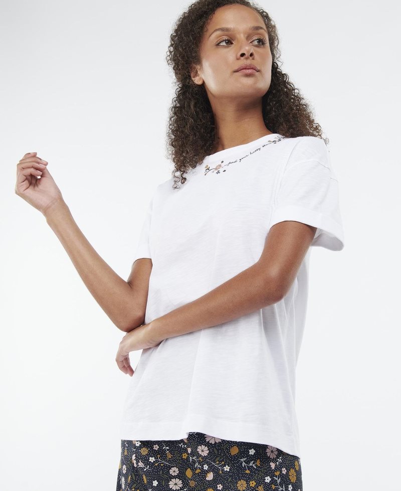 White Barbour Cranmoor T-Shirt | XFR-417892