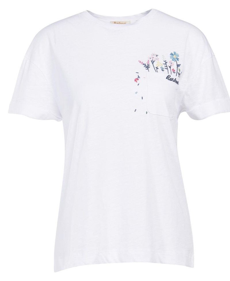 White Barbour Evergreen T-Shirt | KMN-802495