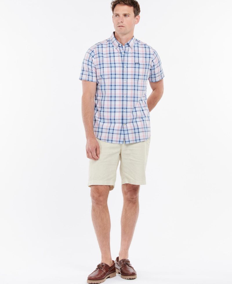 White Barbour Furniss Short Sleeve Tailored Shirt | WSP-054617