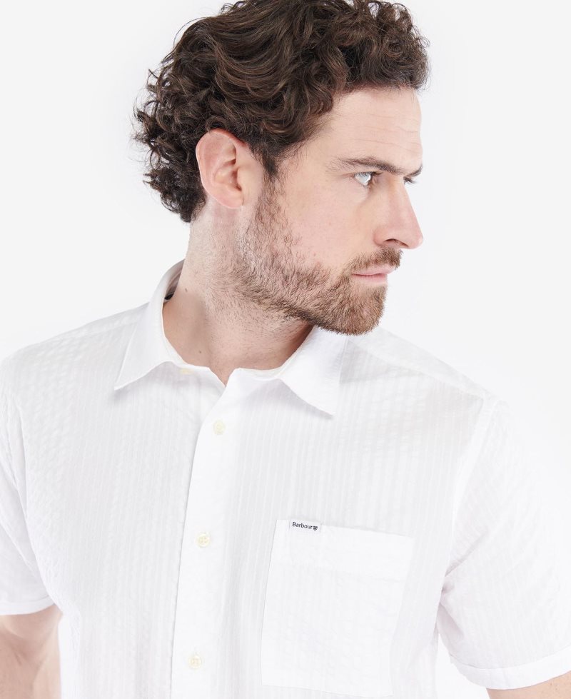 White Barbour Irregular Stripe Summer Shirt | JCR-058179