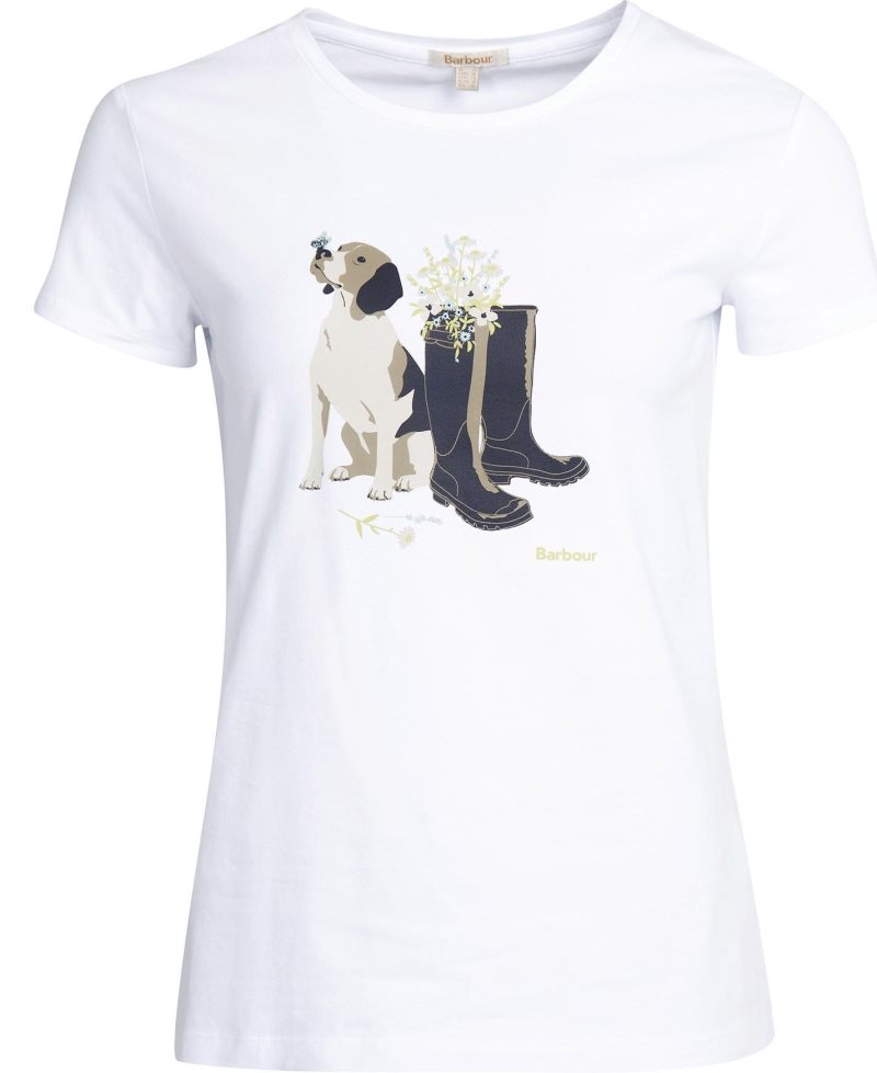 White Barbour Rowen T-Shirt | MIJ-672984