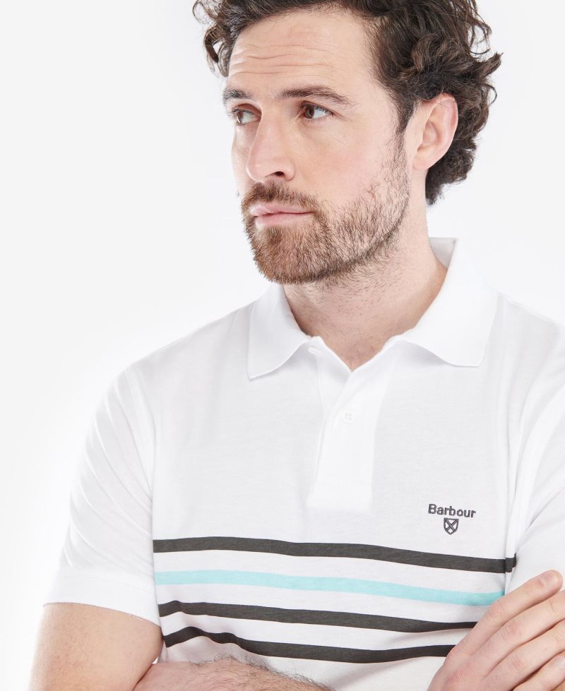 White Barbour Silsden Polo Shirt | FQK-056749