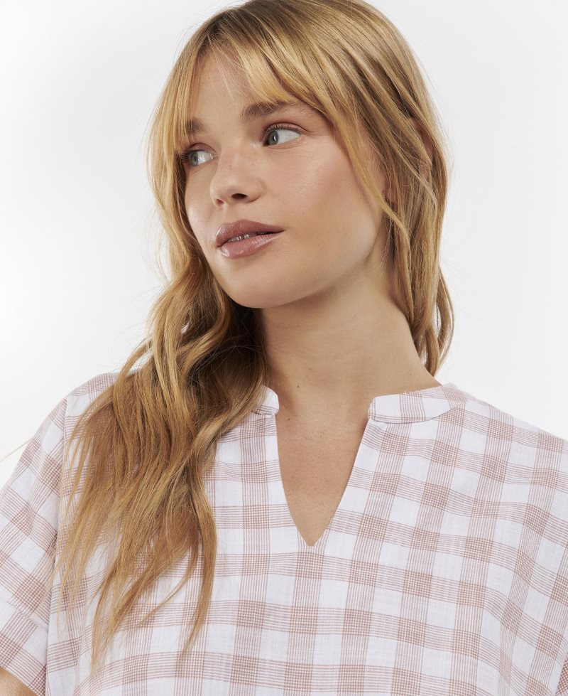 White Check Barbour Stoneleigh Top | NFZ-293765