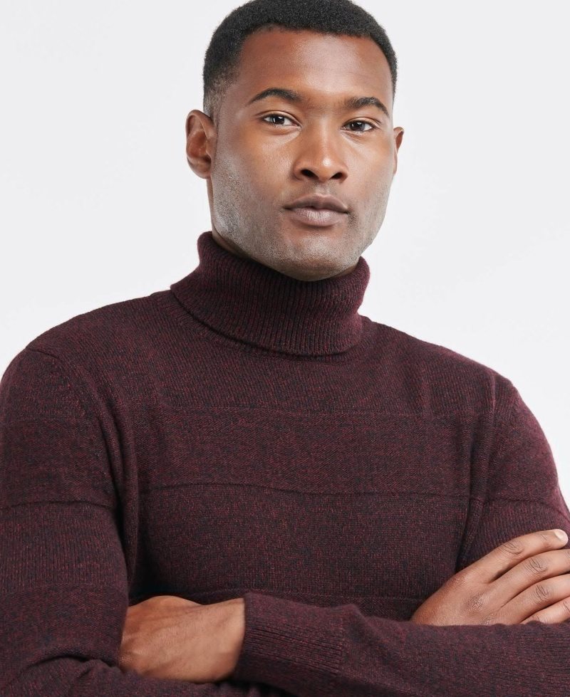 Winter Red Barbour Hurley Roll Neck Jumper | QCV-576091