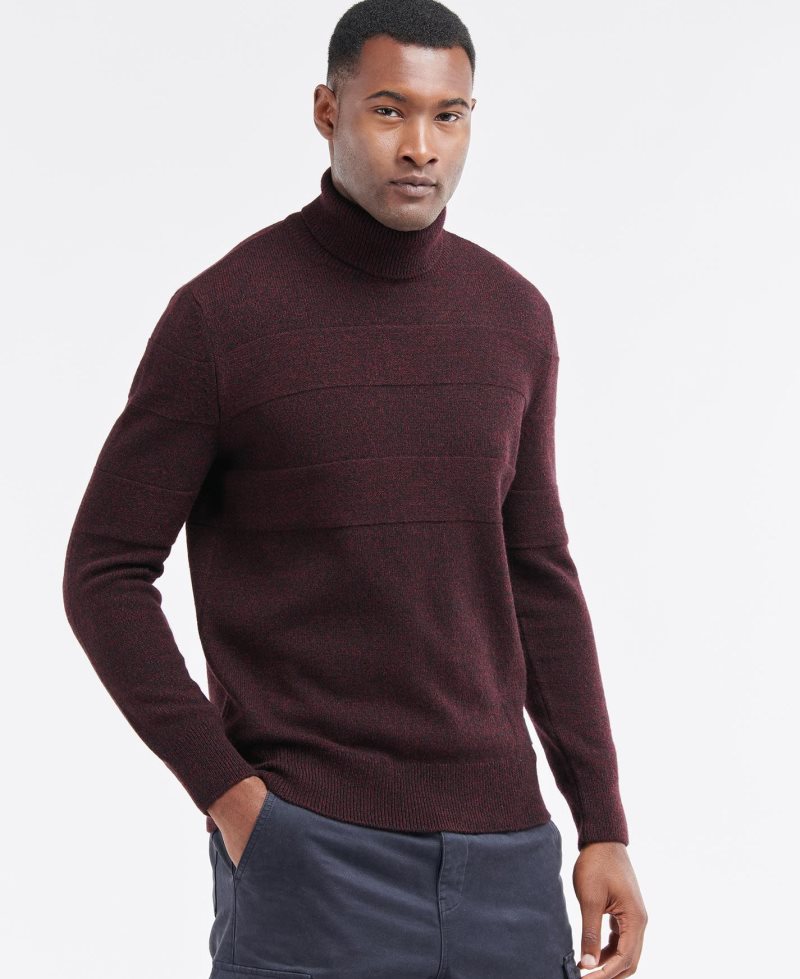 Winter Red Barbour Hurley Roll Neck Jumper | QCV-576091